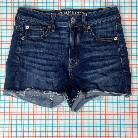 American Eagle Outfitters Pants - AEO Women’s Cutoff High Rise Shortie Shorts Denim Size 00